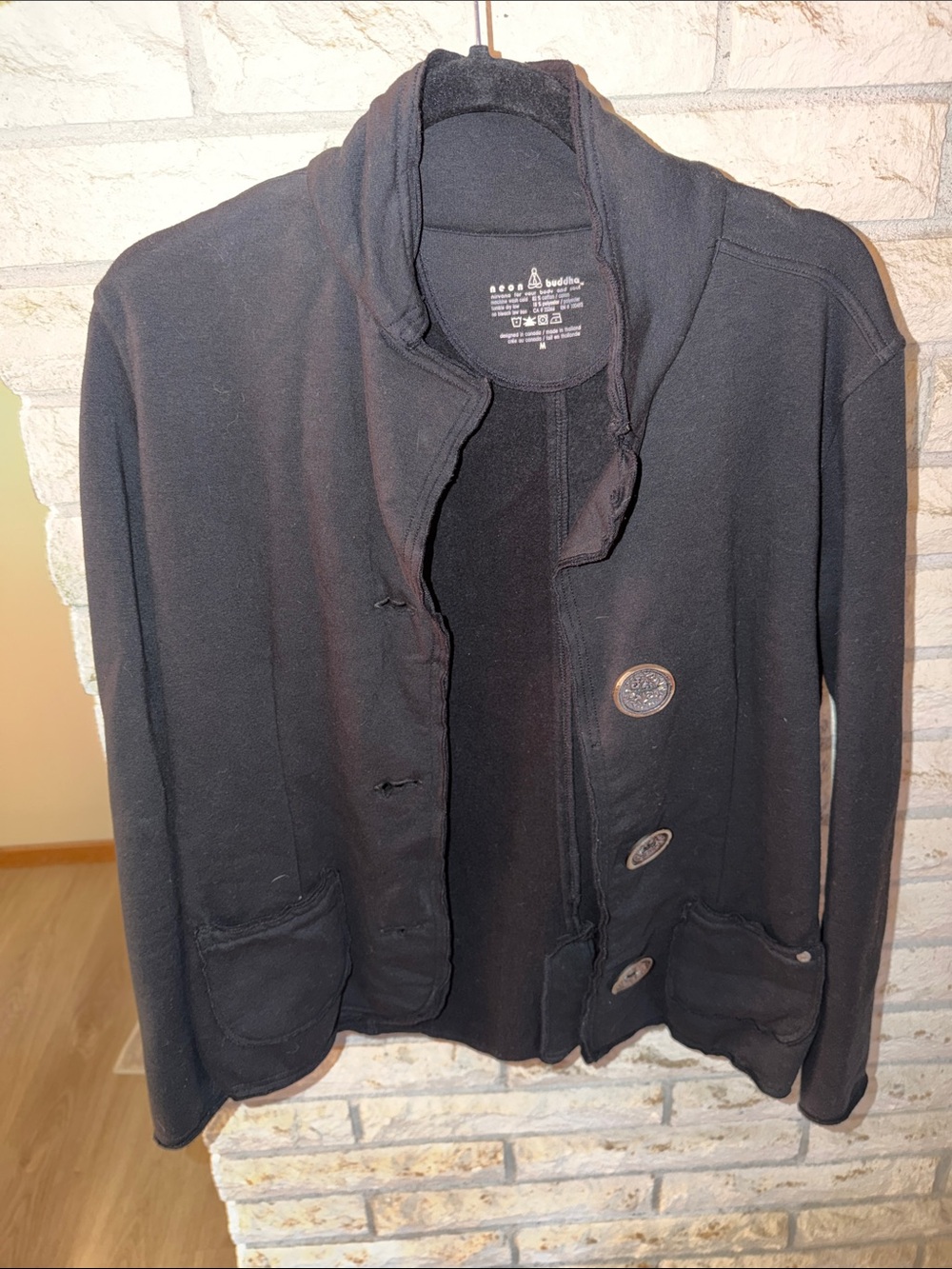 neon buddha Black Button-Front Blazer Jacket
